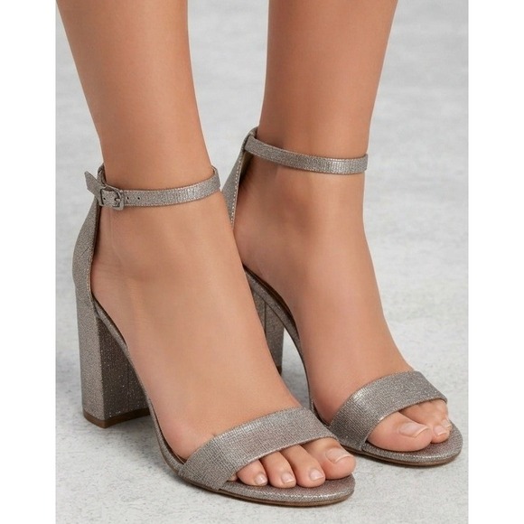 Sam Edelman Shoes - Sam Edelman Yaro‎ Block Heel Sandals Womens 9M Champagne Silver Metallic